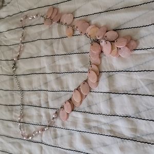 Silver and beads necklace with Pink Pendants